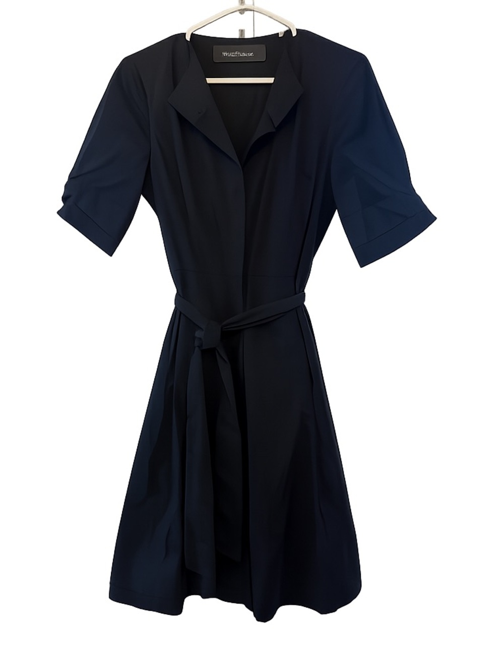 Elie Tahari Black Midi Shirt Dress with Tie Belt